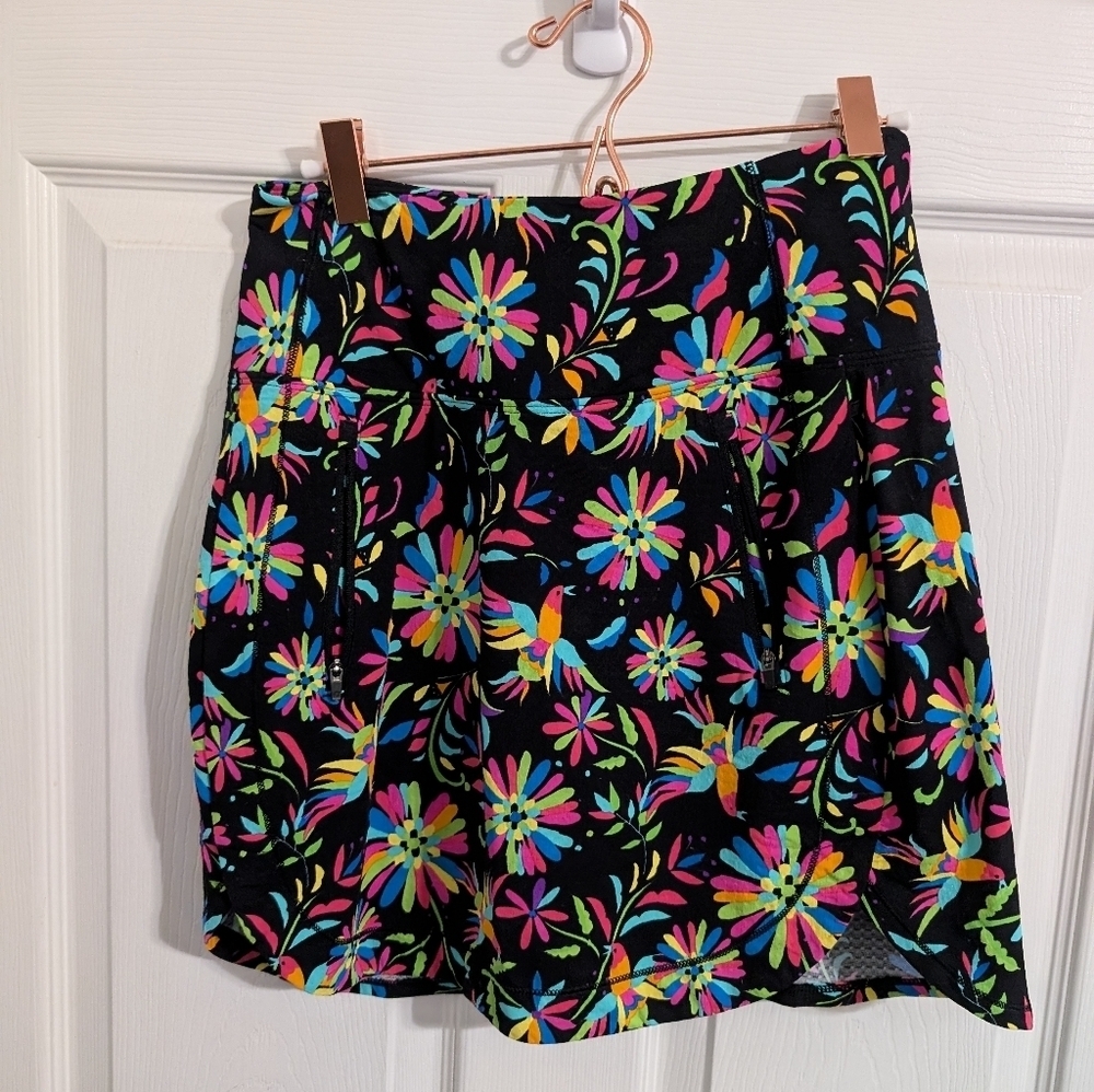 Ibkul Womens Skort Black Pockets Floral Skirt Tennis Pickleball Golf Size XS